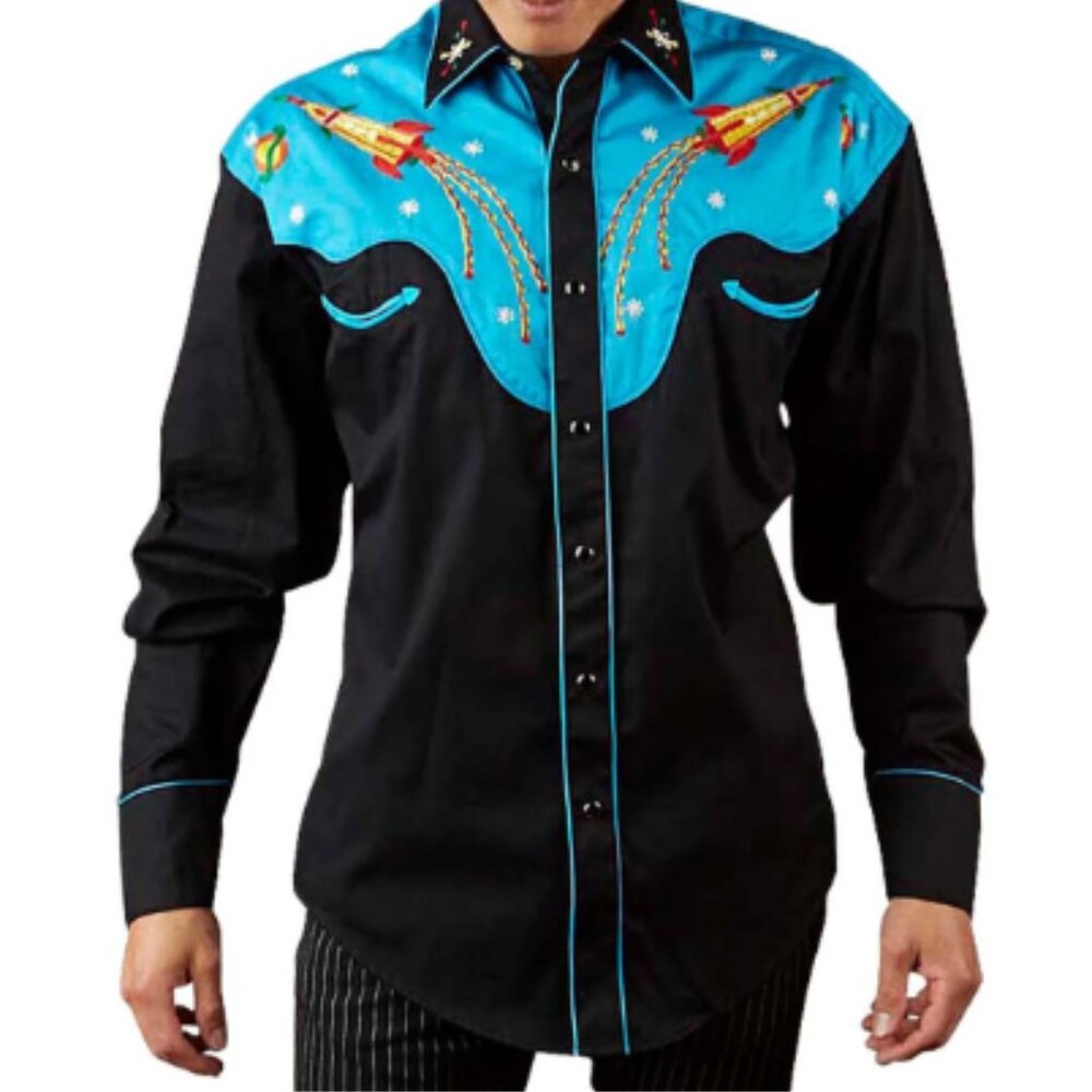 NWT Rockmount Ranch Wear Space Cowboy Embroidered Western Shirt
